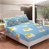 Loussiesd Set di lenzuola con angoli e federe per uova fritte per bambini, ragazzi, ragazze, cartone animato, giallo, bianco, blu, con 2 federe, 3 pezzi, biancheria da letto King No Flat Sheet