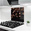 ARTHUB® Paraschizzi Cucina in Vetro temperato 60x60 cm, Coffee Beans Floating | Protezione Contro Gli Schizzi, Protezione murale per fornelli, Vetro temperato, Alimenti, caffè