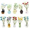 KEGAJEGA 10 mini vasi, calamite per frigorifero, in ceramica e vetro, 1,5-3 cm, per frigorifero con fiori artificiali, 3 x 6 cm, per la prevenzione delle perdite di piante, idroponica, ufficio, regalo (stile 1