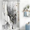 Uiiooazy Tenda Doccia Antimuffa, Tenda da Doccia 120x200cm Grigio Effetto Marmo Nero Astratta Moderna Tende da Bagno Impermeabile Tessuto Lavabile Poliestere Tende per Vasca da Bagno con 8 Anelli