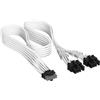 CORSAIR Elite Premium Guaina Individuale cavi alimentatore di PCIe 12V-2x6 a 2x 8 Pin (6+2 Split) - Guaina in paracord a tripla maglia, compatibile con PSU 12V-2x6 - Bianco