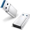 Tobfit Adattatore da USB 3.0 a USB C, 2 pezzi, da USB-C a USB per iPhone 16 15 Pro Max, iPad, MacBook, Samsung Galaxy S24 S25 Ultra S23 S22 (argento)
