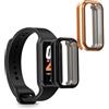 kwmobile Set 2x Custodia Smartwatch Compatibile con Xiaomi Smart Band 8 Active/Redmi Band 2 Cover - Case Silicone Protezione Orologio Fitness nero/oro rosa