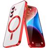 SIYOPINPFY Custodia per Samsung Galaxy S25 FE Cover, Compatibile con Mag-Safe, Custodia con Protezione Fotocamera, Trasparente Anti Ingiallimento Antiurto Cover per Galaxy S25 FE CX Rosso