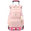 Tanou Zaino Trolley Scuola Elementare e Media, Zaini Casual con Ruote per Ragazze Adolescenti, Staccabile Zaino Rotelle Bambina per la Scuola Viaggio, Rosa