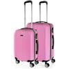 ITACA - Set valigie - Set Valigie Rigide Offerte. Valigia Grande Rigida, Valigia Media Rigida e Bagaglio a Mano. Set di Valigie con Lucchetto Combinazione TSA, Rosa