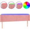 vidaXL Testata LED rosa 183x16x78/88 cm in velluto