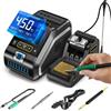 HKOORLAMULS DWS-200 Stazione saldante stagno,200W Saldatore a stagno con 2 Helping Hands,100-450°C,Modalità Valore temperatura+Curva,Standby intelligente,Schermo TFT a colori da 2,8″ (1 punte per saldatore F245)