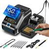 HKOORLAMULS DWS-200 Stazione saldante stagno,200W Saldatore a stagno con 2 Helping Hands,100-450°C,Modalità Valore temperatura+Curva,Standby intelligente,Schermo TFT a colori da 2,8″ (6 punte per saldatore F245)