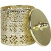 HOME DECO FACTORY, HD0234, Scatola Decorativa Dorata con Coperchio, Elegante Contenitore per Gioielli e Souvenir, Design Raffinato in Metallo Resistente, Dimensioni H13,5 cm, Colore Oro