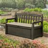 Dmora Cassapanca Outdoor Cuglieri 60x140x84h cm Marrone Schienale Impermeabile, Chiusura Lucchetto
