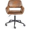 FurnitureR Scrivania, Trucco Girevole con Base in Ferro, Camera da letto in Svezia Marrone, Seduta cava ampia e traspirante e Sedia per computer regolabile in altezza, Metallo, 56 x 55 x 75-85 cm