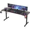 JUMMICO Scrivania Gaming 180 x 60 cm, Tavolo per Computer con Piano in Fibra di Carbonio, Gancio Cuffie e Porta Tazza, Multiuso per Casa e Ufficio