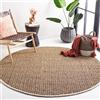Safavieh Tappeto in Fibra Naturale per Soggiorno, Sala da pranzo, Camera da letto - Natural Fiber Collection, A Pelo Corto, Naturale e Marrone, 91 X 91 cm