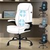ALFORDSON Sedia Ufficio con Massaggio, Sedia Scrivania Ergonomica con Supporto Lombare, Poltrona Girevole ad Altezza Regolabile per Ufficio e Studio Sala Riunioni, Portante 150 kg, Similpelle(Bianca)