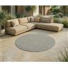 Jimri Tappeto per interni ed esterni, resistente alle intemperie, per balcone, terrazza, giardino, soggiorno, cucina, tappeto resistente ai raggi UV e all'acqua, misura: 120 cm rotondo, argento