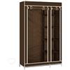 RELOVE Armadio Guardaroba Pieghevole 110 * 45 * 178cm in Marrone,Cabina Tessuto con Anta Richiudibile, 6 Scomparti,Appendiabiti,Camera da Letto Custodia de Campeggio