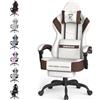 Huracan Sedia Gaming, Gaming Chair Poltrona Gamer con Funzione Massaggio, Poggiatesta e Poggiapiedi, Sedia Gamer in Tessuto Tecnologico Traspirante, Schienale Reclinabile, Altezza Regolabile, Marrone