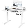 Devoko 120 x 60 cm Scrivania Regolabile in Altezza con Supporto per Monitor, Regolabile con 2 Altezze di Memoria, Per Camera da Letto, Studio, Ufficio, Bianca