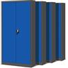 Jan Nowak Set di 4 Armadio da Ufficio C001 Archivio per Officina in Metallo Verniciato a polvere Chiudibile 195 cm x 90 cm x 40 cm (Antracite-Blu)