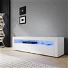 SIRHONA Mobile TV bianco, mobile Tele con LED, illuminazione LED RGB con colore regolabile, 2 armadi con porte, 160 x 40 x 45 cm, adatto per soggiorno o camera da letto