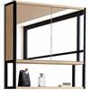 IDMarket - DETROIT pensile da bagno con specchio, design industriale