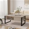 [en.casa] Tavolino Centrale da Salotto Tavolo Basso da Divano con Scomparti Tavolino da caffè Design Industriale 45 x 100 x 60 cm Beige/Nero