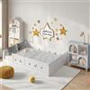OLIVIBED Letto da pavimento 120x200 cm, culla con protezione anti-caduta e rete a doghe, letto con porta in legno di pino, letto Montessori per cameretta e sala giochi, bianco