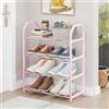 Startbuymore Scarpiera in metallo, salvaspazio, organizer a più livelli, per soggiorno, camera da letto, armadio, ingresso, nero, bianco, rosa, 50 x 42 x 18 cm (rosa)