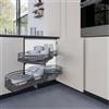 Fhuller 846BEY/DX45 Meccanismo Base Angolo Estraibile Cucina-Doppio 2 Livelli-Angolo Cucina,Cestello Girevole Mezzaluna, Estrazione Totale Ammortizzata -105X60 Anta 45 DX (Struttura ardesia,cesto titanio)