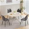 HJhomeheart Set tavolo e Sedie da Pranzo, tTavolo Rotondo da 115 cm e 4 Sedie Rivestite in Lino, Adatto per Cucina, Soggiorno e Sala da Pranzo (Giallo chiaro + grigio)