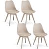 GrandCA HOME Set di 4 Sedie da cucina in plastica,sedie da pranzo moderne con imbottitura e gambe in plastica,stile scandinavo,adatte per sala da pranzo,soggiorno,cucina - Cachi