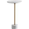 FineBuy - Tavolino rotondo in vero marmo, in metallo, 30 x 30 x 55,5 cm, colore: Bianco oro, piccolo ripostiglio rotondo, per soggiorno, moderno, in marmo