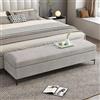 YITAYMLI Panca contenitore da ingresso in velluto antigraffio per gatti, panca ottoman porta scarpe per corridoio con struttura in legno massello, soggiorno e camera da letto(Almond Beige,150cm/59in)