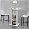 [en.casa] Tavolo Alto da Bar a 3 Ripiani Portabottiglie Tavolo Bistrot da Cocktail con Piano Quadrato per Sala da Pranzo Cucina Cucinotto 70x70x110 cm - Bianco
