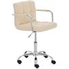 CLP Sedia Ufficio Lucy In Similpelle - Sedia Studio Girevole, 5 ruote E Braccioli - Sedia Direzionale Imbottita Ergonomica Carico Max 120KG Crema