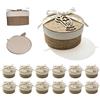 Dorunova Set 12 Scatoline Portaconfetti Prima Comunione Cresima Bomboniere Legno Juta (Stile C)