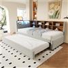 YuQozii Divano letto 90 x 200, letto estraibile 90 x 190, dotato di luci, prese e molti scomparti, letto imbottito, divano letto multiuso, letto singolo, flanella (grigio chiaro)
