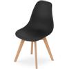 NMK HOME Sedia Ergonomica Imbottita Gambe Legno Nero 1 Pezzo