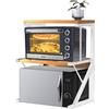 Shally Dogan Scaffalatura Salvaspazio Porta Microonde in Acciaio, Scaffale da Cucina con Ripiano Portaspezie, Unità di Mensole 2 Scomparti Piedini Antiscivolo, Mensola Design Moderno (Beige + Bianco)