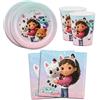 Partydeco Sp. z o.o. Partydeco Set Stoviglie Gabby's Dollhouse per 6 Persone, Addobbi Decorazioni da Tavola, per Festa Compleanno, 6 Piatti, 6 Bicchieri, 20 Tovaglioli