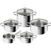 Tefal A705S9 Duetto - Set di pentole da 9 Pezzi, Adatto a induzione, in Acciaio Inox Robusto e di Alta qualità, Ecologico, Coperchio a setaccio, Adatto al Forno Fino a 260 °C (Senza Coperchio), in