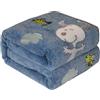 Kanguru Snoopy Glow in the Dark Blu, Soffice coperta pile che si illumina al buio, plaid microfibra, 130x150 cm, idea regalo Natale o Compleanno, bambino o bambino, ideale per camera o cameretta