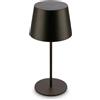 BRILONER - Lampada da tavolo senza fili, touch dimmer continuo, luce bianco caldo, ip44, cavo usb-c, batteria sostituibile, lampada da scrivania senza fili, comodino, 9,5 x 20,5 cm, Nero
