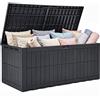YITAHOME 833L - Grande scatola portaoggetti da giardino, impermeabile, in resina, con serratura e pistone idraulico, panca per 3 persone, per cuscini da patio e attrezzi da giardino, resistente ai