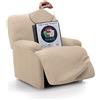 FAVERTI® Fodera elastica per poltrona relax, piedi assieme reclinabile da 70 a 90 cm, modello reale, beige, copripoltrona pieghevole universale, protezione di qualità, tessuto jacquard al tatto cotone