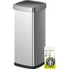 EKO EcoSmart - Pattumiera da cucina alta e grande, capacità 80 l/21,1 g, con sensore di movimento quadrato, senza contatto, in acciaio inox spazzolato