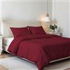 Italian Bed Linen Set Copripiumino Matrimoniale Microfibra Elegant, lavorato in Italia - Parure Copri Piumino - Sacco Piumone 250x200 cm con Patella e Federe Cuscino, Bordeaux, Matrimoniale