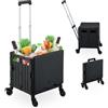 Relaxdays Carrello per Spesa Pieghevole, regge 35 kg, Manico Telescopico e Coperchio, Carrellino Portaspesa, Nero