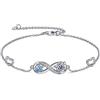 POPLYKE Braccialetto con tartaruga, in argento Sterling 925, con ciondolo a forma di tartaruga, da donna, 17.8 centimeters + 50mm (2 inches), 15mm * 15mm, Argento Argento sterling, Opale blu